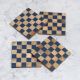 Blue and Brown Check Pattern Wooden Coasters - Pack of 4